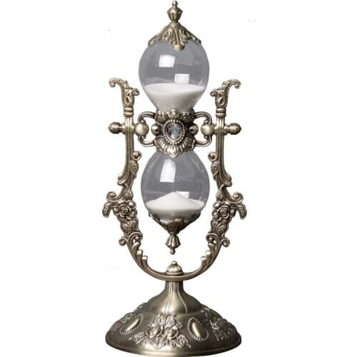 European Hourglass Timer 15/30min Clock Sand Metal+glass Decorative Sand Hourglasses Sand Sand Timer for Desk Decoration