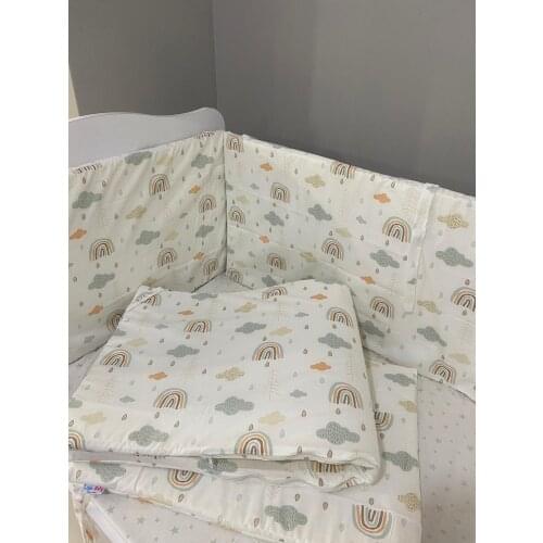 Jaju Baby Handmade Cute Rainbow Patterned Crib Side Protection Custom Size, Baby Barrier Set