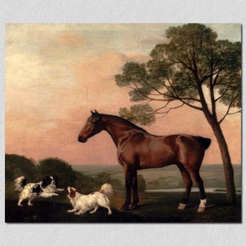 Horse Painting oil A Bay Hunter With Two Spaniels George Stubbs Hand painted High quality