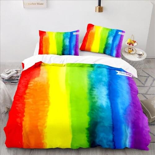 Colorful Rainbow Bedding Set Single Twin Full Queen King Size 3D Print Quilt Cover Childrens Kid Bedroom Duvet Cover Sets