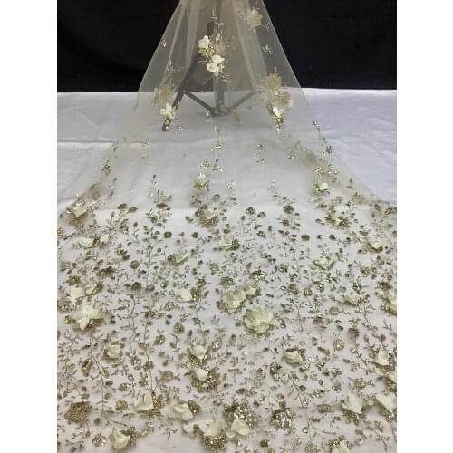 Beautiful Lace Fabric Applique Sequin Embroidery French Tulle Mesh DIY Wedding Dress Tube Top Skirt Sewing Accessories 5 Yards