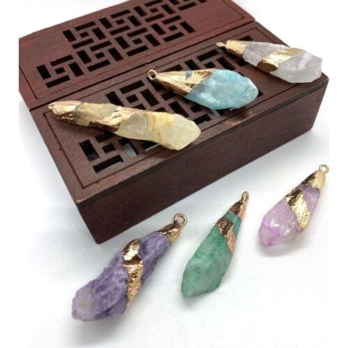 Colorful Natural Stone Crystal Necklace Pendant Irregular Shape Ladies DIY Gift Fashion Bracelet Jewelry Accessories Wholesale