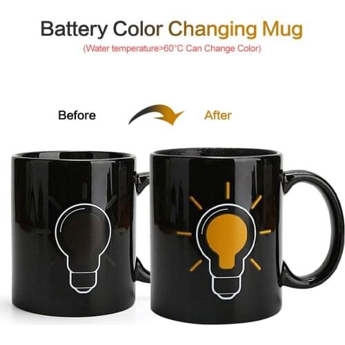 Creative Color Changing Mug Coffee Milk Mixing Mug Ceramic Thermochromic Bulb Mug Heat Sensitive Cup Surprise Gift
