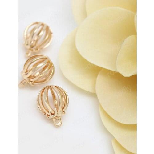 4PCS 11x15MM 24K Champagne Gold Color Plated Brass Hollow Ball Charms High Quality Diy Jewelry Findings Accessories