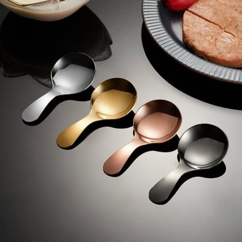 Stainless Steel Tea Spoon Creative Home Seasoning Spoon Childrens Spoon Round Head Ice Cream Dessert Spoons Kitchen Gadgets