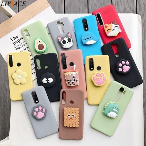 3D cartoon phone holder case for oppo realme 6 pro for realme xt x2 pro x lite q 3 5 pro c2 c1 soft silicone cute stand cover