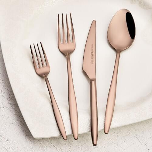 Emsan Goldinoks Champagne 24 Pieces 6 Person Cutlery Set