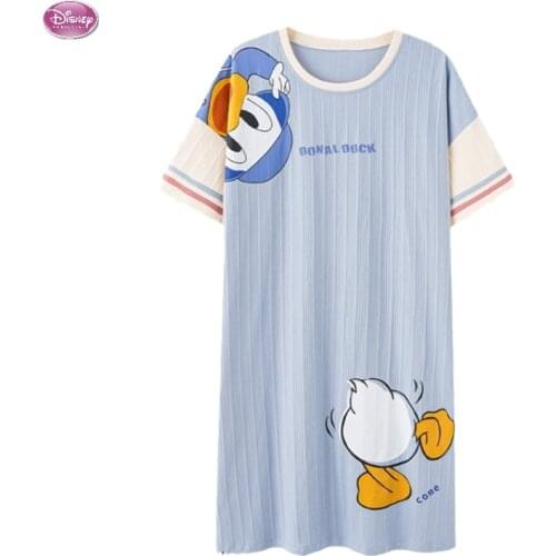 2021 New Anime Donald Duck Ladies Dress Nightdress Women Pajamas Cotton Nightgown Woman Home Dress Lady Summer Home Sleepwear
