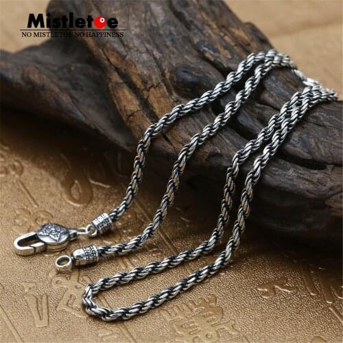 Mistletoe 925 Sterling Silver Classic Vintage 3.0mm Necklace Chain Punk Jewelry