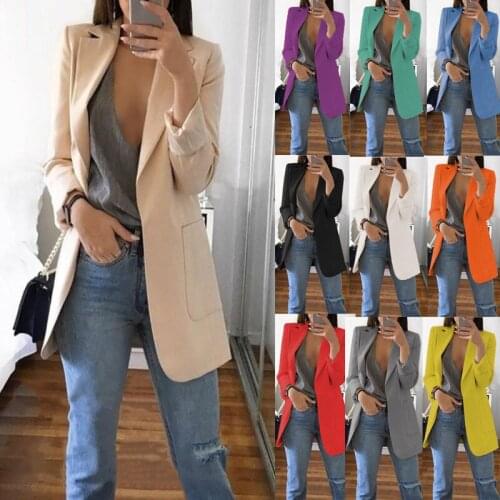 Kуртка женская Casaco Feminino Blazer Women Jaqueta Feminina Sping&Autumn Long Sleeve Turn-Down Collar Blazer Femme Coat 21Color