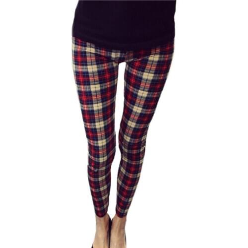 VIIANLES Sexy Legging Push Up jeggins Elastic Pants Workout Pants High Waist Fitness Legging Print Plaid Jeggings Dropship