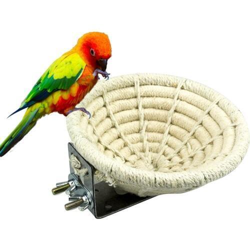 Manual Braided Hemp Rope Bird Nest Bed Multi-Purpose Artificial Finch Nest Bird House For Parrot Hamster Pet Bed Nest Supplies