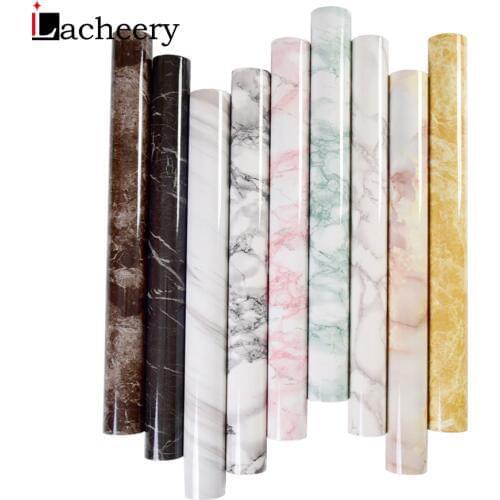 PVC Waterproof Marble Wallpaper Self Adhesive Wood Grain Vinyl Contact Paper Living Room Desktop Wardrobe Home Decorative Film