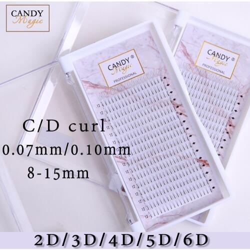 Candy Magic Lashes Heat Bonded Short Stem Premade Volume Fans Russian Professional Eyelash Extensions