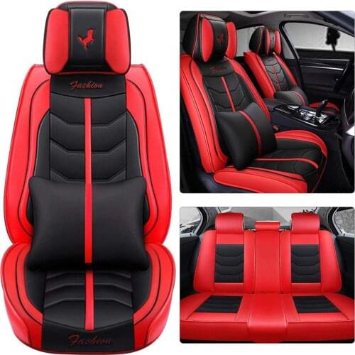 High Grade Durable Leather Car Seat Cover with Pillows Full Surround Wear-Resistant Universal for 5 Seats Cars SUV Truck Vans
