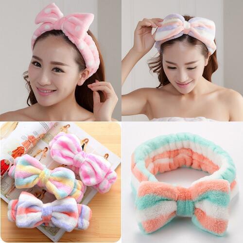 Women Elastic Velvet washable Hairband Band Bow-Knot Cute Hair Accessories Ladies Twisted Lady makeup headband Elastic Headwear