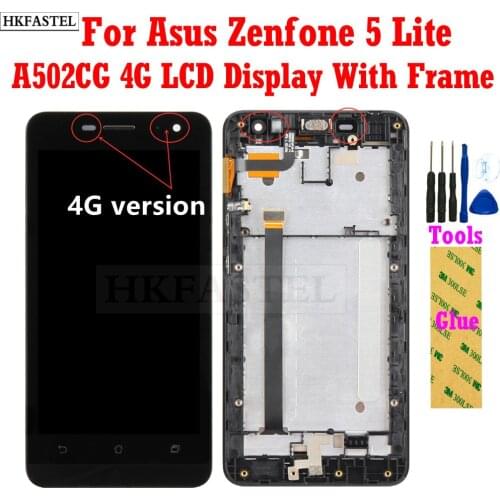 HKFASTEL LCD Screen For Asus Zenfone 5 Lite A502CG 2014 4G Display Touch Screen With Frame cover Panel Digitizer Assembly