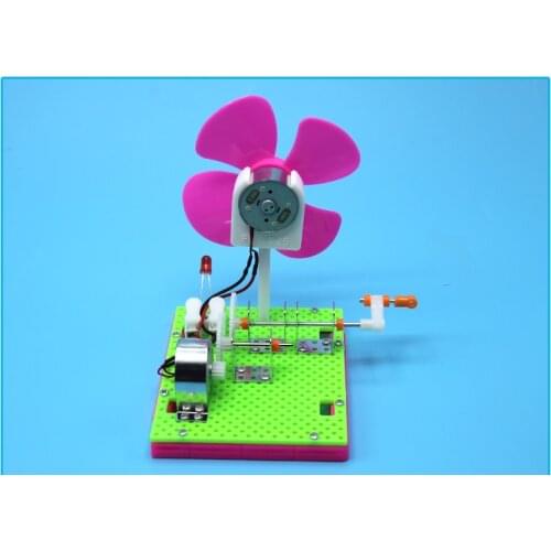 1Pcs Funny Science Physical Experiment Small Invention Education Toys DIY Hand Crank Generator Model Children Learning Toy