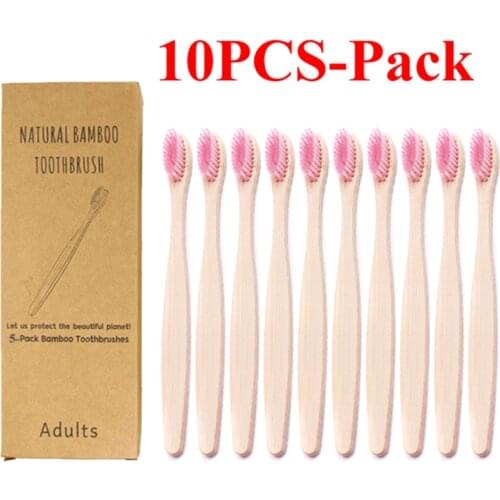 10Pcs Bamboo Toothbrush Soft Bristles Adult Toothbrushes cepillo dientes bambu Brushes For Charcoal Teeth Whitening Oral Health
