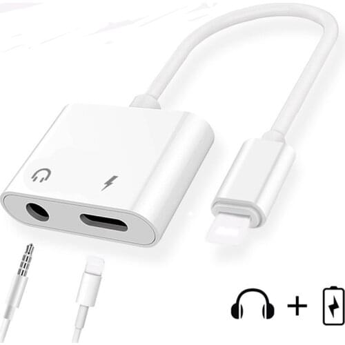 2 in 1 Audio Adapter IOS 12.1.4 For iPhone 7 8 Plus X XS Max For lightning to 3.5mm Headphone Earphones Jack Aux Charging Cable