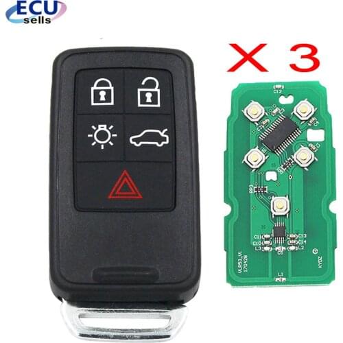 3PCS* 5 buttons Smart Remote Key for Volvo XC60 S60 S60L V40 V60 434mhz id46 Chip, BEST QUALITY