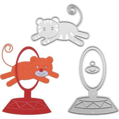3pcs/Set Cute Circus Tiger Metal Cutting Dies Stencil for DIY Scrapbooking Photo Album Embossing Paper Cards Decorative Crafts