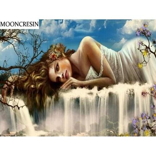 Diy Craft Embroidery Diamond Mosaic Cross Stitch Beauty Waterfall Diamond Painting Full Square Picture Of Rhinestone Home Decor