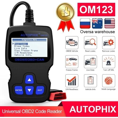 Autophix OM123 OBD2 Scanner OBD 2 Car Diagnostic Tool Automotive Scanner ODB Code Reader Auto Scan Tools PK ELM327 CR3001 AD10