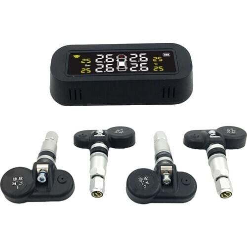 Mini Wireless Smart Tire Safety Monitor Solar Power TPMS Tyre Pressure Monitoring System with 4 Internal Sensors