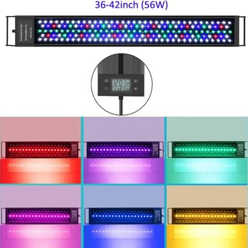 36-42inch Auto ON OFF Timer Sunrise Sunset Programmable DIY 2 Channels LED Plants Fish Aquarium Light With Extended Bracket