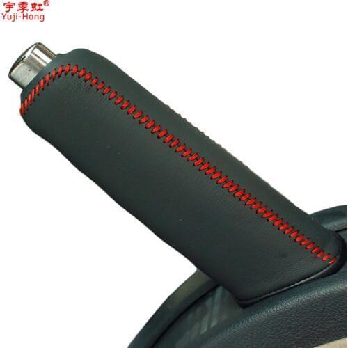 Yuji-Hong Car Handbrake Covers Case for SKODA Octavia Superb Yeti Genuine Leather Cover Handbrake Grips Car Styling Black
