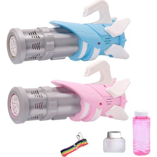 5 holes Kids Automatic Gatling Bubble Gun Toys Summer Soap Water Bubble Machine 2-in-1 Electric Bubble Machine For Children Gift