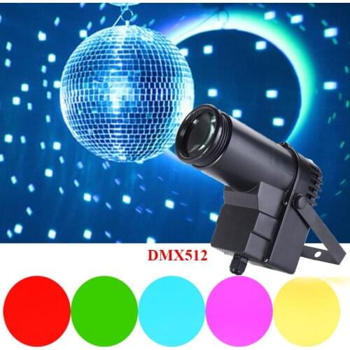 DMX512 10W Full Color RGBW LED Beam Pinspot Light Spotlight Use For Mirror Ball Disco Ballroom KTV Bar Club Party Wedding Decor