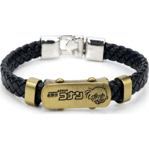 Dongsheng Animation Detective Conan Alloy Bracelets Case Closed Weave leather bracelet & Bangle cosplay jewelry -25