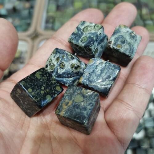 6pcs Natural Kambaba Jasper Tumbled Stone Polished Cube Healing Chakra Reiki Stone Collection Home Decoration As Gift