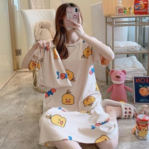 Cute Cartoon Print Short Sleeve Summer Homewear Set For Women 2020 Girls Loose Casual Sleepwear Homewear