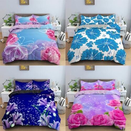 3D Printting Bedding Sets Flowers Pattern Duvet Cover Set Twin/Queen/King Size Bed Room For Kids Bedclothes