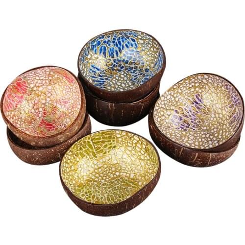 Creative Colorful Coconut Bowl Natural Handicraft Decoration Coconut Bowls for Keys Nuts Sundries Jewelry Storage