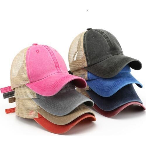 Summer Baseball Cap Men Women Hip Hop Snapback Cap Spring Baseball Hat Solid Color Washed Cotton Mesh Caps Outdoor Dad Hats