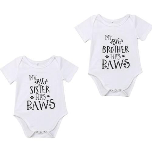 Summer Newborn Infant Baby Boy Girl Clothes Short Sleeve Letter Cotton Bodysuit Funny Clothes Costume