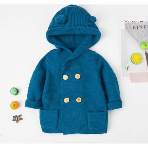 LZH 2021 Autumn Baby Hooded Knitting Jacket For Baby Clothes Newborn Coat For Baby Boy Girls Jacket Winter Infant Outerwear Coat