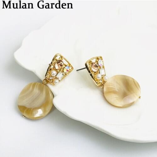 M&G Elegant Fashion Dangle Earrings Pearl Zircon Glass Pendant Silver Color Needle Earrings Fashion Jewelry Accessories