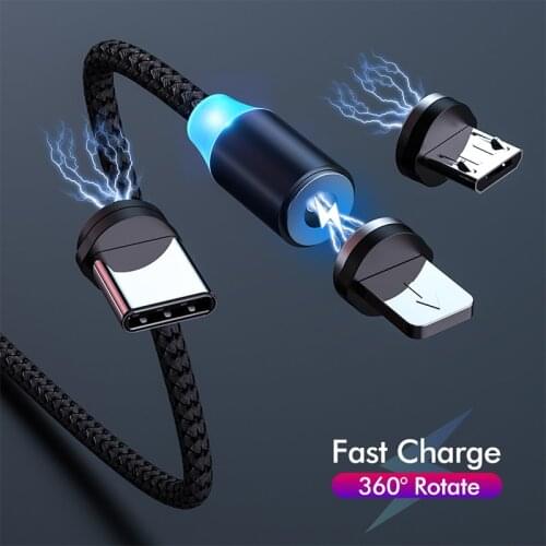 Type C Magnetic Cable Braided Label LED Micro USB C Magnetic Fast Charging Cable for iPhone 12 11 X 7 8 6 XS Max XR Samsung S20