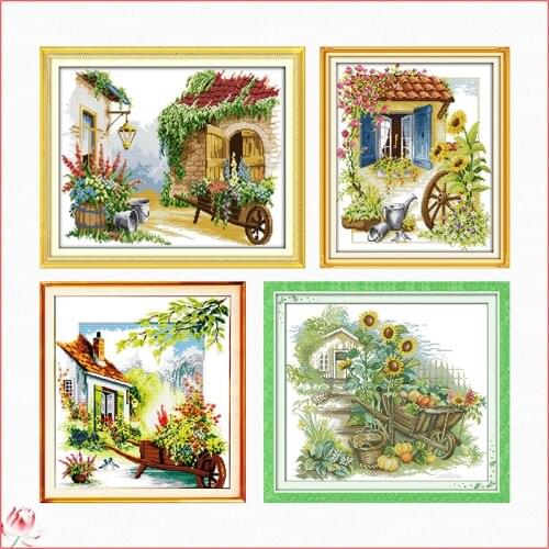 Little Float Scenery Cross Stitch Kit DIY Pattern Embroidery 11CT 14CT Needlework Sets Sewing Kit Home Decoration Crafts Gift
