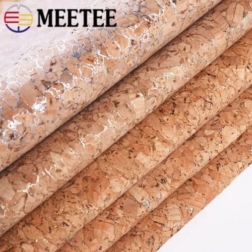 Meetee 90x140cm 0.5mm Pure Natural Cork Leather Fabric Wood Grain Cloth Soft Material for Background Shoes Handbag Decor Crafts