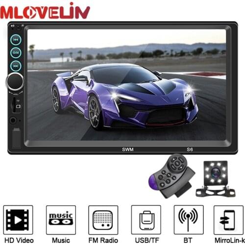 MLOVELIN 2din Car Multimedia FM Radio Stereo Player 7inch Touch Screen Mirror Link BT SWC Camera USB Aux Input