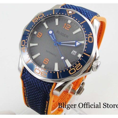 BLIGER Brand Dress Special Design Date Window Sapphire Glass Mechanical Men Watches Rubber Strap DG 2813 Movement 41mm