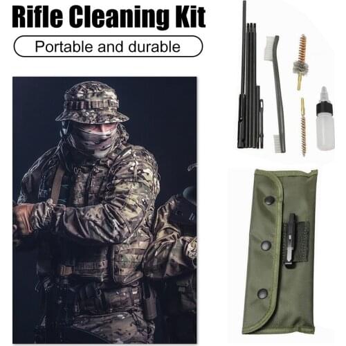1 Set 8x M4 Hunting Cleaning Kit Protable Rod Nylon Pouch Brush 22cal Rifle Pistol Cleaner Tools Hunting Outdoor Dropshipping