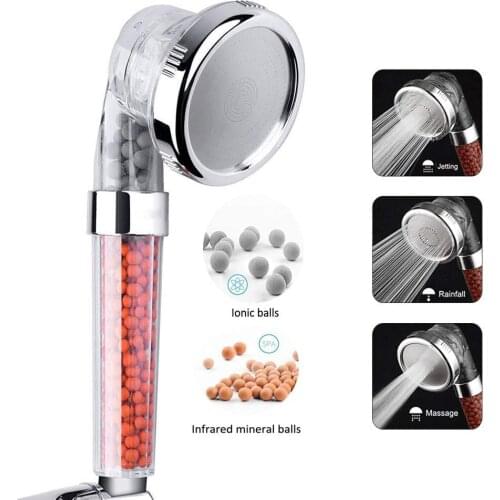Bathroom 3 Modes Bath Shower Adjustable Jetting Shower Head High Pressure Saving Water Anion Filter Shower SPA Nozzle