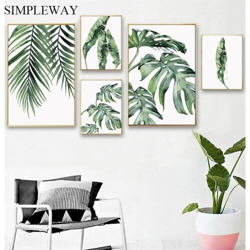 Watercolor Plant Leaf Canvas Poster Nordic Wall Art Print Painting Scandinavian Decoration Picture Scandinavian Home Decoration